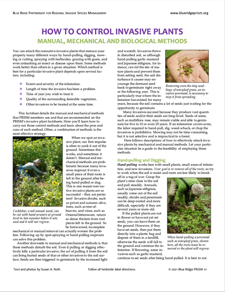 How to Control Invasive Plant Manual, Mechanical, and Biological Methods
